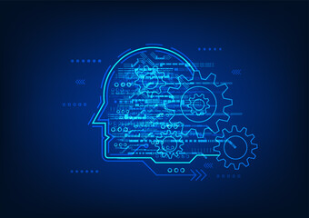 Fototapete - Intelligent technology background. Artificial intelligence technology can think and work independently and continue to develop without the creator. It is an innovation that enters the industry.