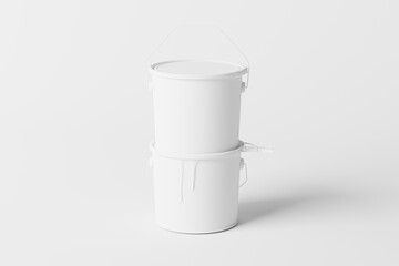 Canvas Print - blank paint bucket with paint dripping mockup