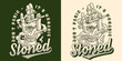 Stoned cannabis monochrome detailed logotype