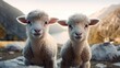 Cute curious little lambs 