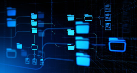 Aufkleber - Immersive futuristic document management system interface