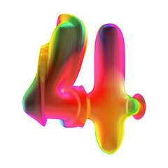 Poster - Colorful geometric number 4 isolated in 3d rendering for math, education and business concept.
