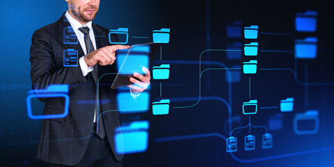 Poster - Manager using tablet with DMS interface
