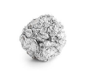 Wall Mural - Crumpled ball of aluminium foil isolated on white background