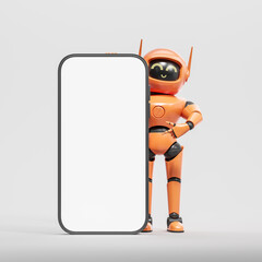 Poster - AI robot showing blank smartphone screen