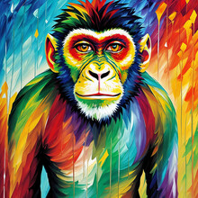  Allen Swamp Monkey Animal  Abstract Colorful Painting With Generative AI Technology