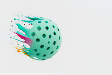 Wall Mural - Pickleball ball sport symbol colorful splash art illustration banner. Generative AI