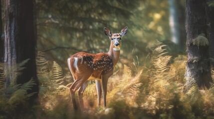 Wall Mural - Deer in the wild forest. 