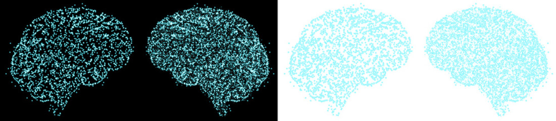 Poster - Brain human artificial intelligence concept with dot blue glow transparent background