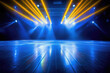 © Tidarat - spotlights shine on stage floor in dark room