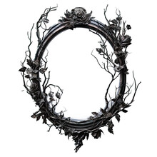 Dark Gothic Fantasy Ornate Picture Swirl Frame On Transparent Background. Ai Generative.