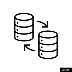 Fototapete - server migration, data exchange, database replication concept vector icon in line style design for w
