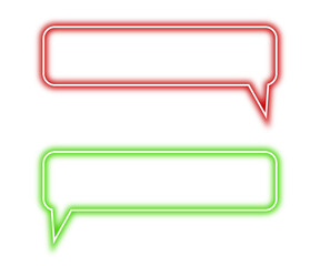 Wall Mural - Neon red and green chat bubbles png. Glowing speech bubble on transparent background.