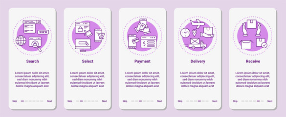 Aufkleber - Online shopping infographic. Mobile app interface. Making purchase steps. Buy order. Call center icon. Advices in smartphone application. Business phone screen. Vector UI template set