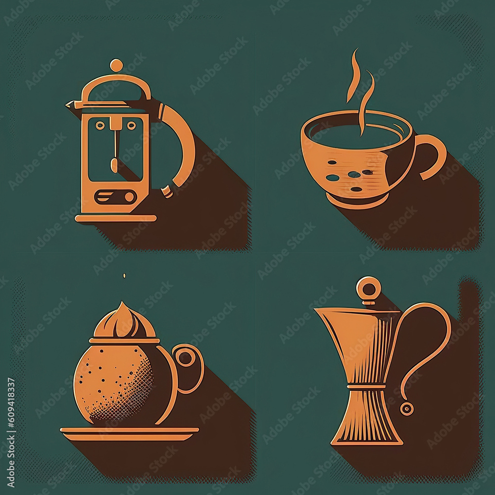 ai generated Illustration of Set of coffee elements in flat style ...