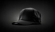 Illustration of black snapback on dark background. Mock up hat cap for you logo, brand identity etc. Generative AI