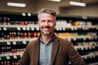 © Anne-Marie Albrecht - Portrait of smiling mature man standing in supermarket and looking at camera