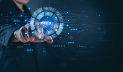Concept Web 3.0 Blockchain Extension Necessary Technology Development Big Data, AI Evolution Transferring Data Between Systems People IoT Devices Running Data on Decentralized Protocols more efficient