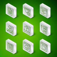 Aufkleber - Set line Browser files, Cloud technology data transfer, File document, Folder tree, Computer network, Filter setting, Server, Data report and icon. Vector