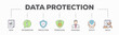 © Ski14 - Data protection banner web icon vector illustration concept with icon of data, information, protection, permission, personal, safety and rules