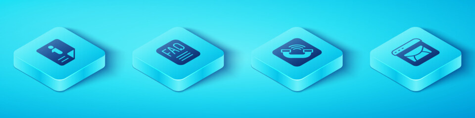 Poster - Set Isometric Information, FAQ information, Mail and e-mail and Telephone handset icon. Vector