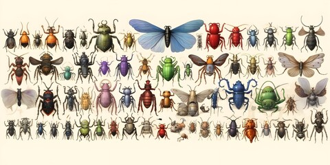 Sticker - set of pictures of beetles and butterflies