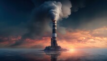 An Image Of An Industrial Smokestack Emitting Dark Smok Change Climate  Generated By IA