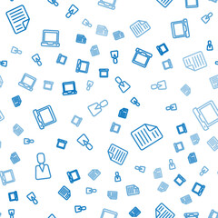 Poster - Set line Employee, File document and Laptop on seamless pattern. Vector