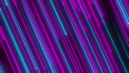 Poster - Abstract neon blue and purple theme light streaks loop bend motion background, cybercity wire lines loop