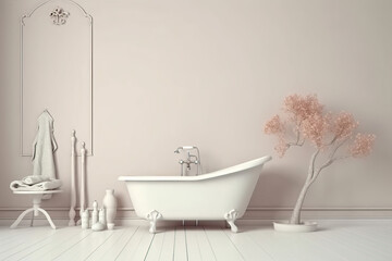 Wall Mural - The Bath on empty room interior japanese style.3D rendering 