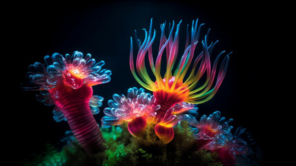 Wall Mural - Underwater photography of marine plants. IA generative.