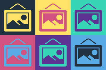 Poster - Pop art Picture landscape icon isolated on color background. Vector