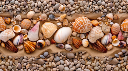 Frame of seashells on the beach. IA generative.