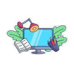 Poster - Computer Monitor Illustration. Cute Vector Cartoon Design Element