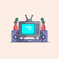 Poster - Television Illustration, Digital Retro. Cute Vector Cartoon Design Element