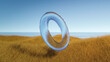 glass ring on the grass 3d illustration