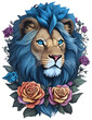 lion head with flowers