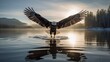 Bald Eagle's Majestic Swoop over a Tranquil Lake