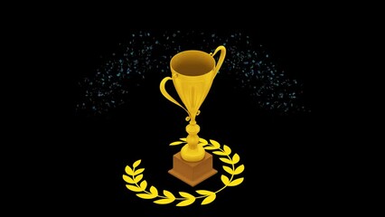 trophy or award for champion, 3d isometric illustration. cup icon, winner and competition. alpha cha