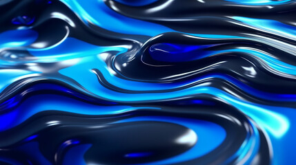 Wall Mural - Neon blue metallic liquid background. IA generative.
