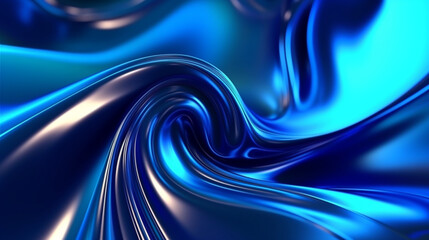 Wall Mural - Neon blue metallic liquid background. IA generative.

