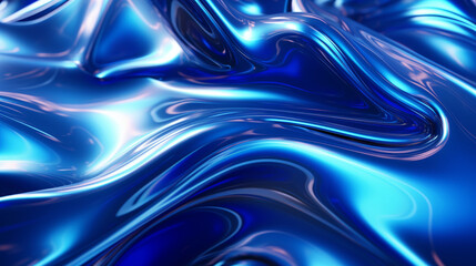 Wall Mural - Neon blue metallic liquid background. IA generative.
