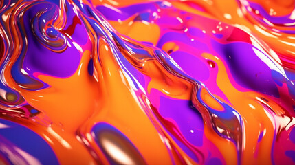 Wall Mural - Neon multicolor metallic liquid background. IA generative.
