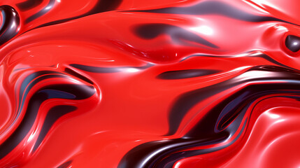 Wall Mural - Neon red metallic liquid background. IA generative.