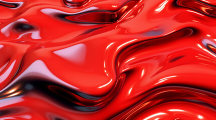Wall Mural - Neon red metallic liquid background. IA generative.