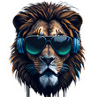lion wearing sunglasses and headphones v1