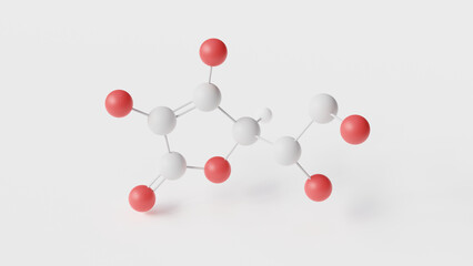 Wall Mural - ascorbic acid molecule 3d, molecular structure, ball and stick model, structural chemical formula vitamin c