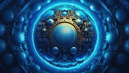 Poster - Modern concept of high technology, science, futuristic technologies. Abstract digital high tech city design for banner background