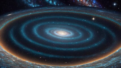 Poster - Galaxy and stars in far space view of the vast universe with sparkling nebulae and galaxies. Generative AI