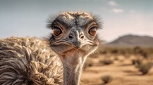 African Ostrich Head Close Up